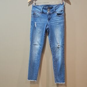 YMI Blue Skinny Jeans with Distressed Details